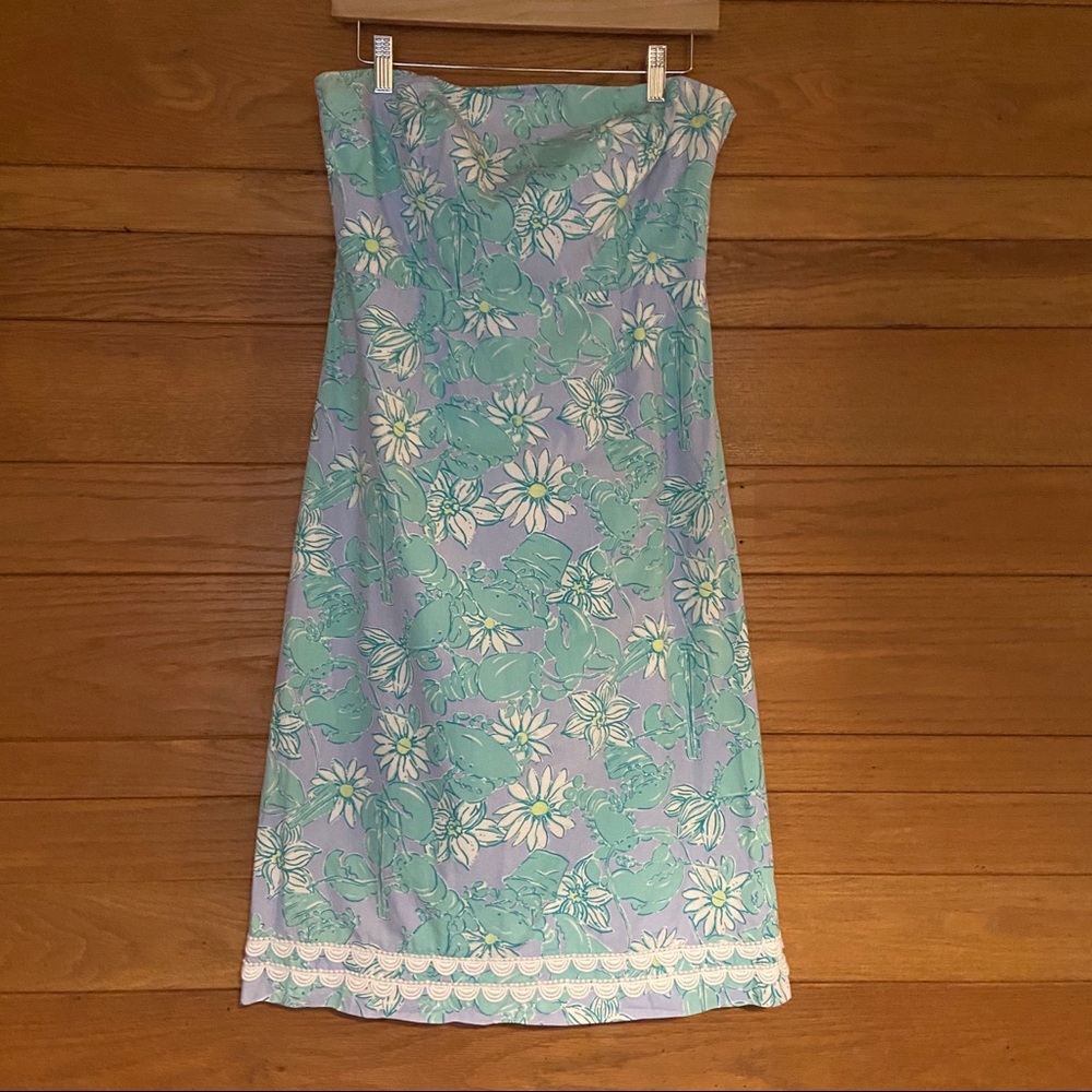 Lily Pulitzer strapless crab floral print dress